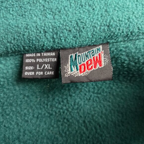 Mountain Dew Mens L/XL Green Black Convertible Vest Fleece Jacket Zip Off Sleeve - Picture 10 of 11